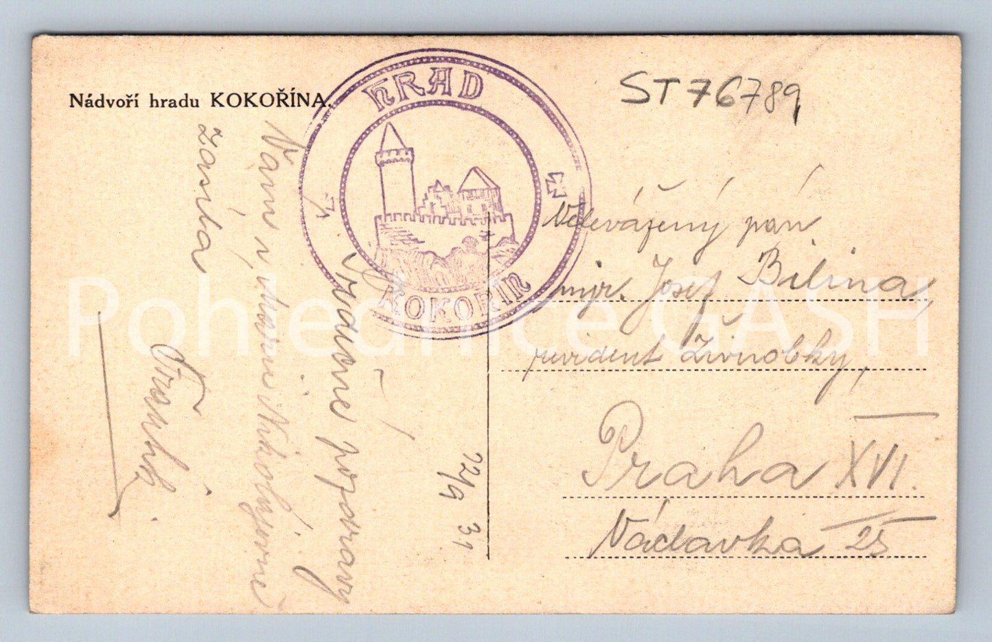 Postcard COURTYARD OF KOKORÍNA CASTLE (ST7789)