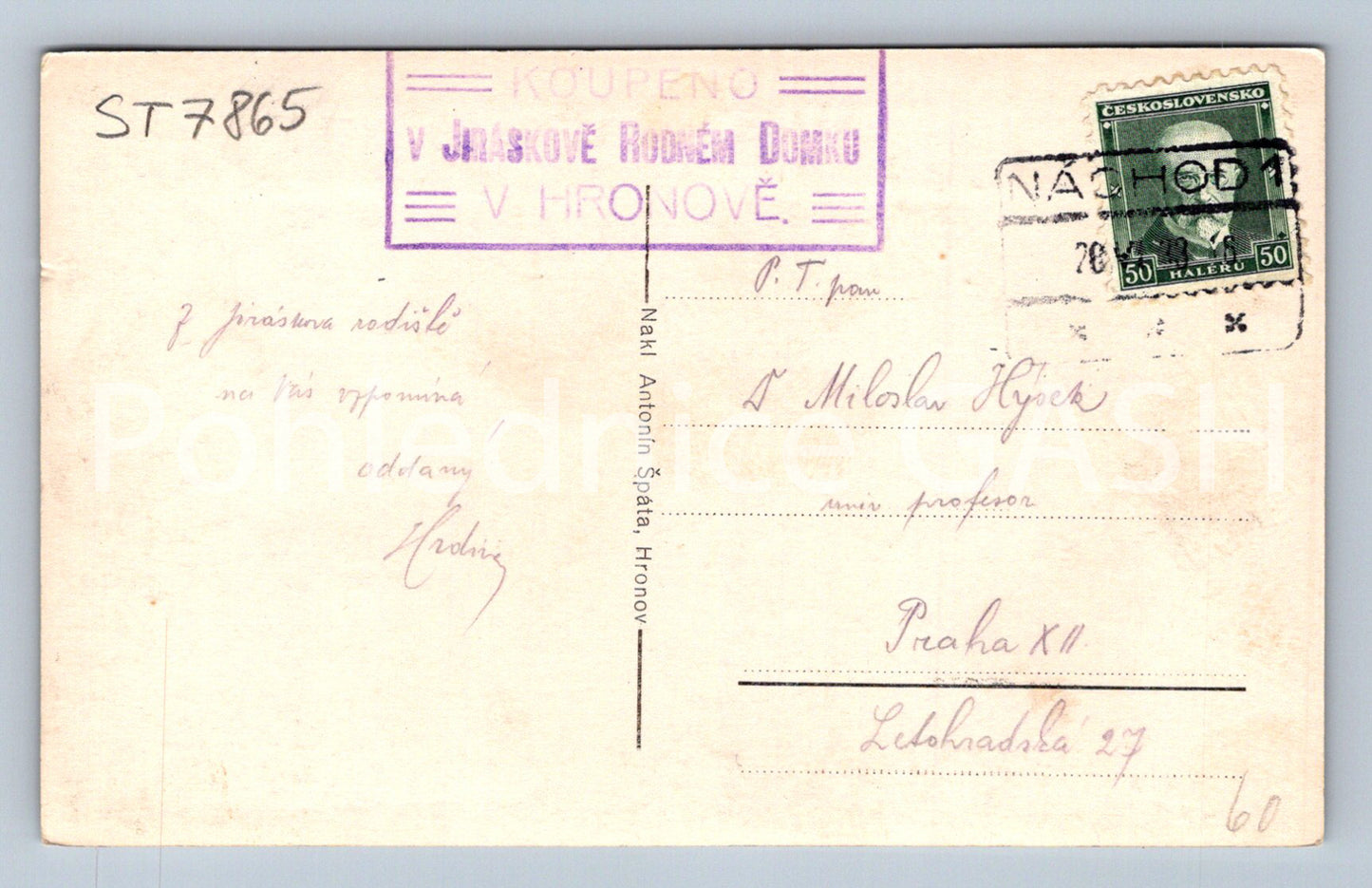 Postcard HRONOV (ST7865)