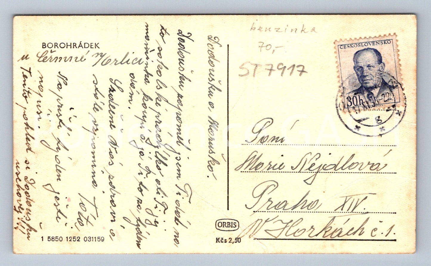 Postcard BOROHRÁDEK (ST7917)