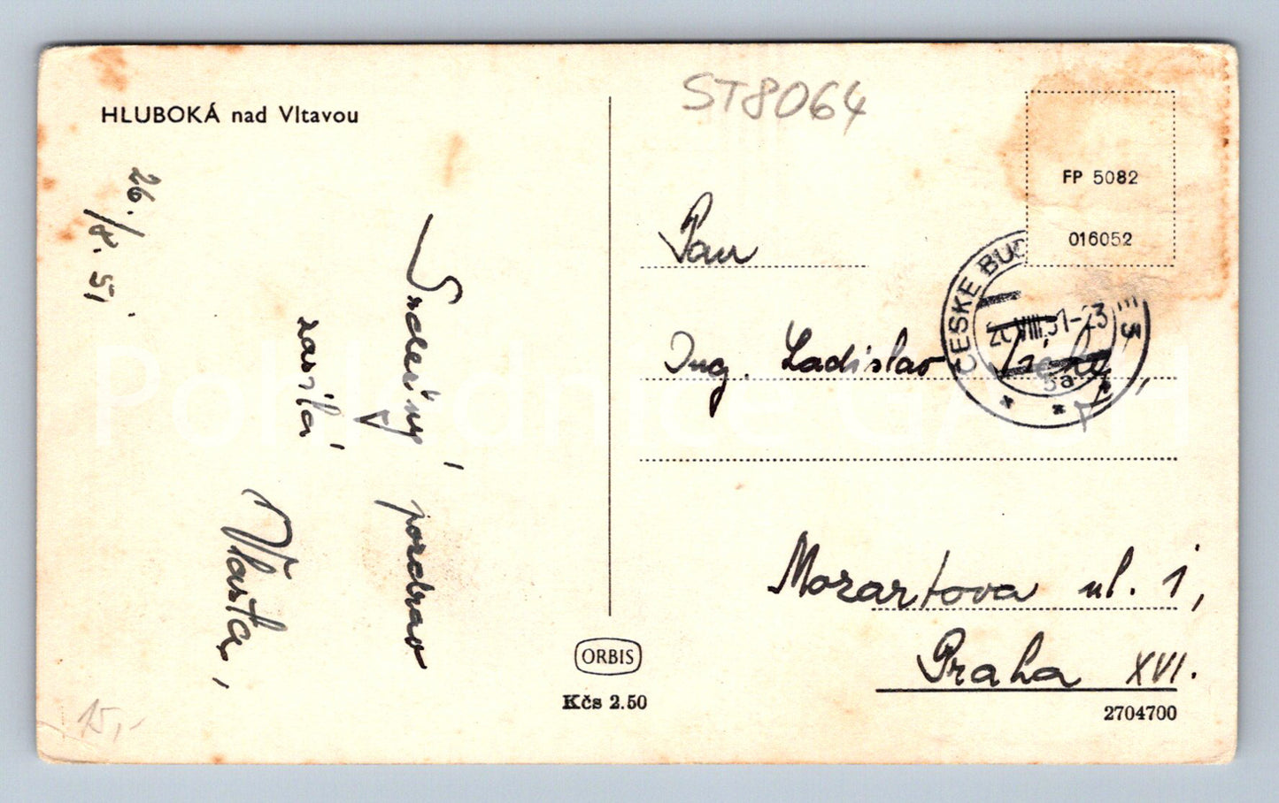 Postcard HLUBOKA NAD VLTAVOU (ST8064)