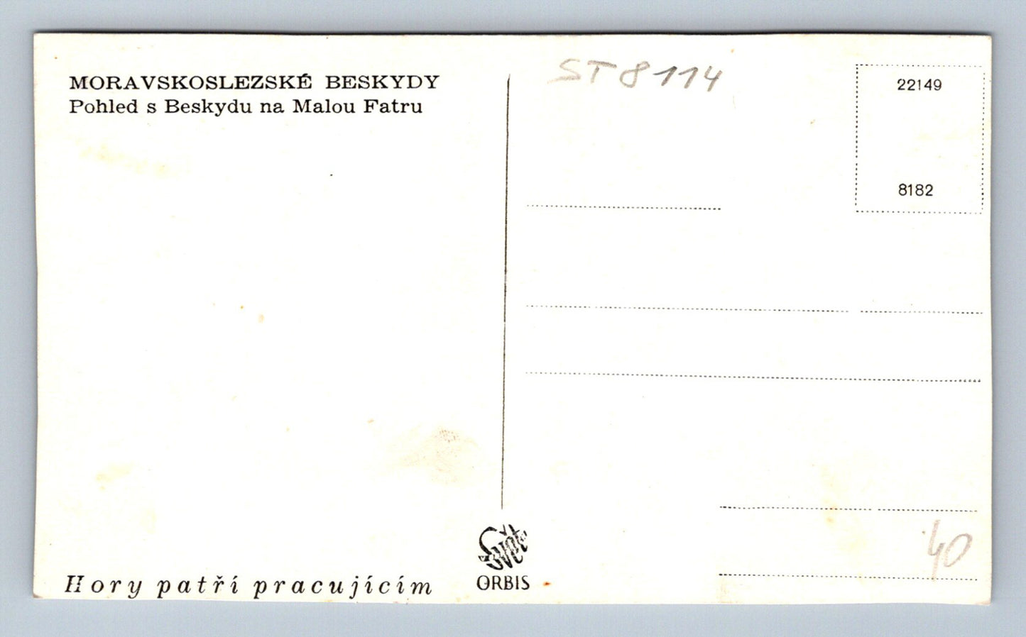 Postcard MORAVIAN-SILECIAN BESKY MOUNTAINS (ST8114)