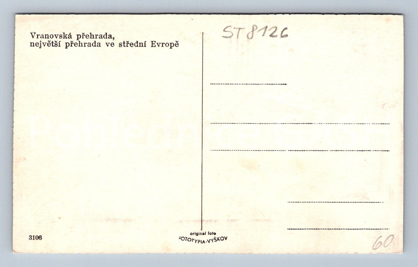 Postcard VRANOVSKÁ DAM (ST8126)