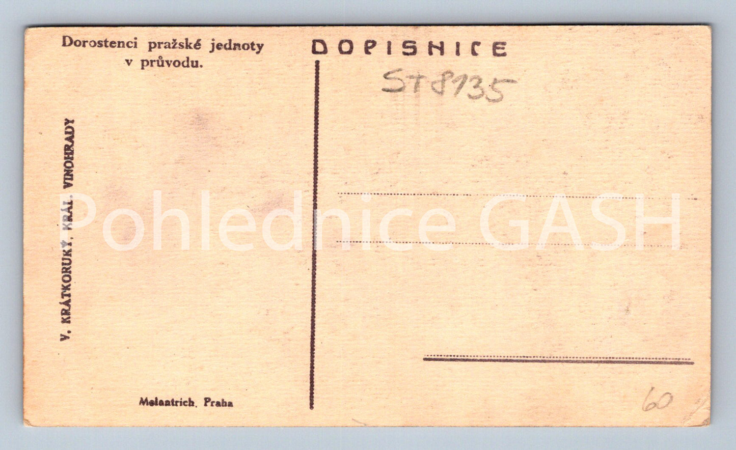 Postcard PRAGUE, Prague Youth Union (ST8135)