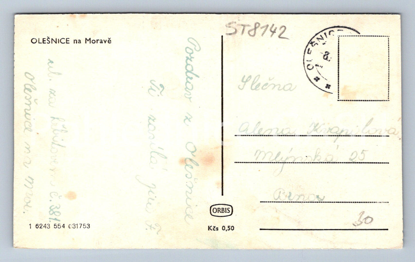 Postcard OLEŠNICE IN MORAVIA (ST8142)