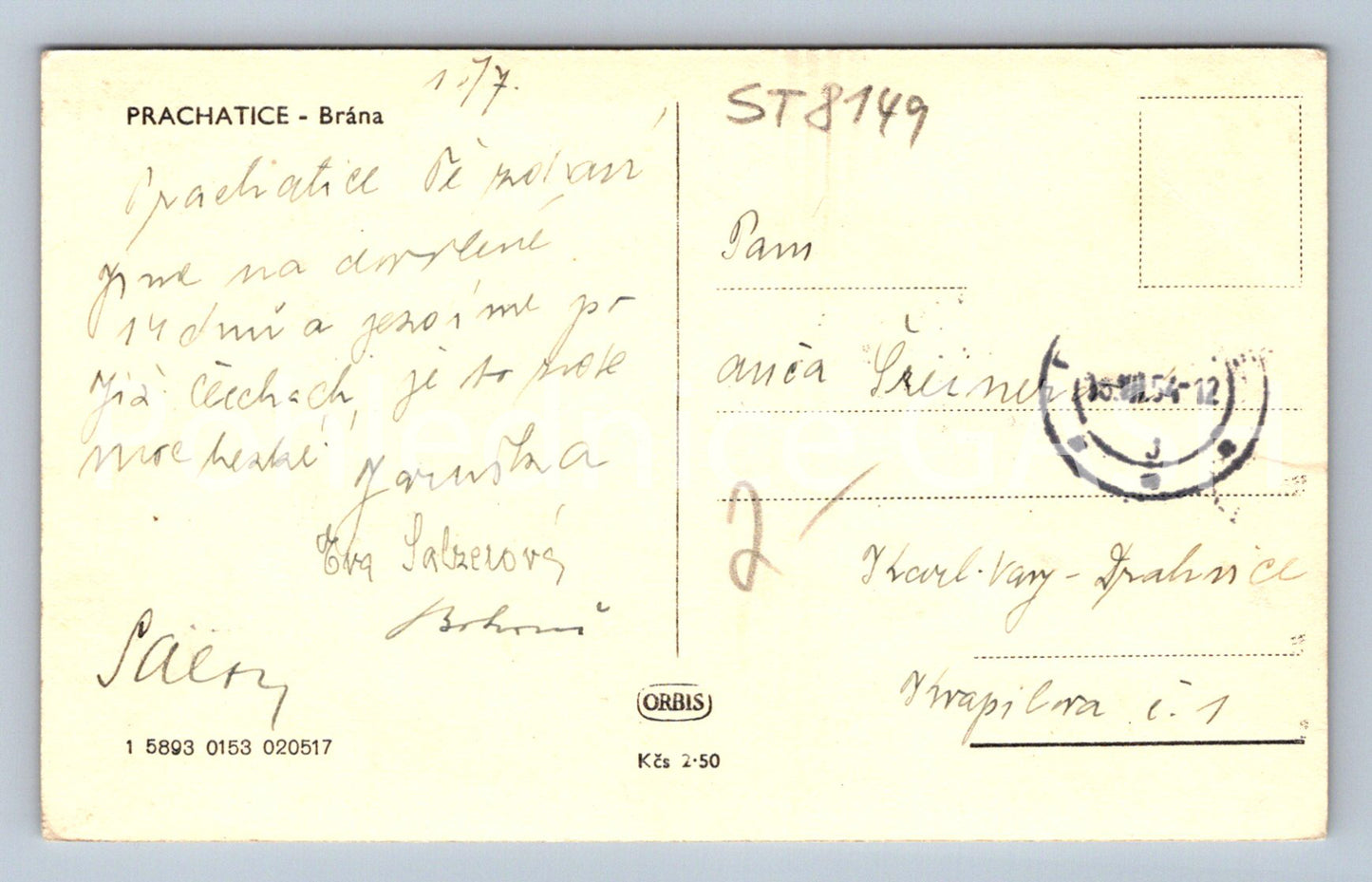 Postcard PRACHATICE (ST8149)