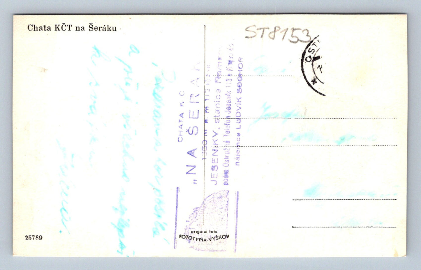 Postcard KČT COTTAGE ON ŠERÁK (ST8153)
