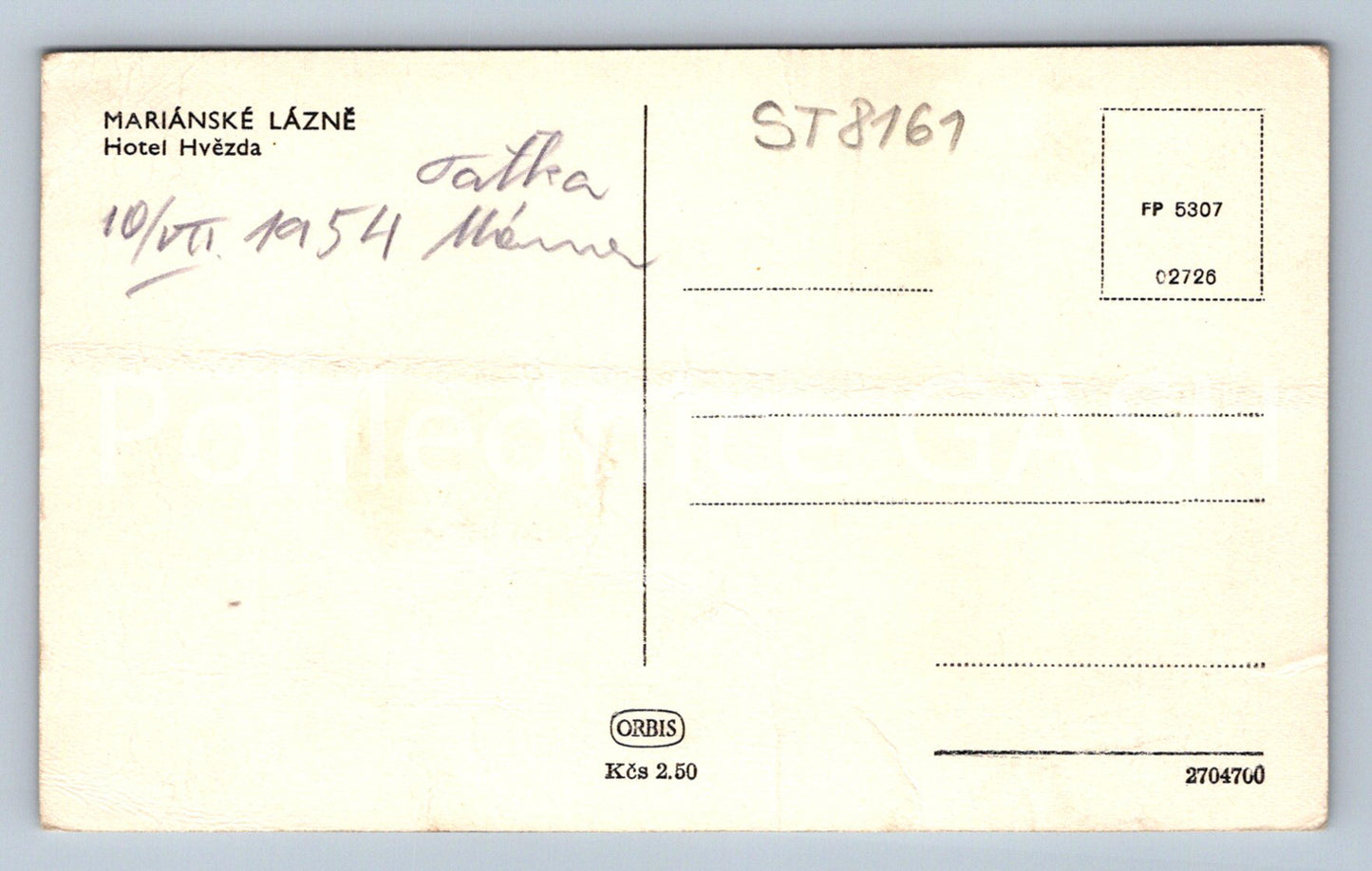 Postcard MARIANSKÉ LÁZNĚ (ST8161)