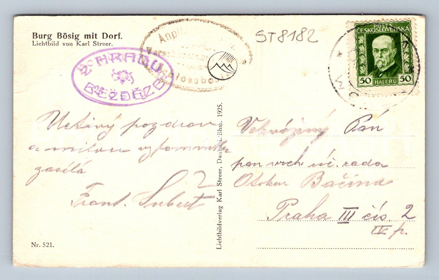 Postcard BURG BÖSIG (ST8182)