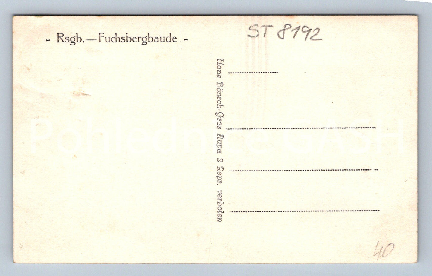 Postcard RSGB - FUCHSBERGBAUDE (ST8192)