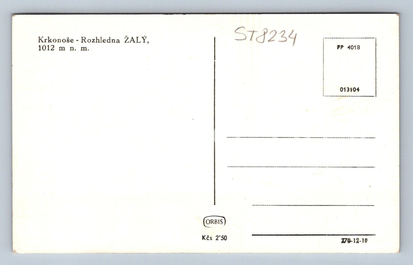 Postcard KRKONOSE MOUNTAINS - ŽALÝ VIEWPOINT (ST8234)