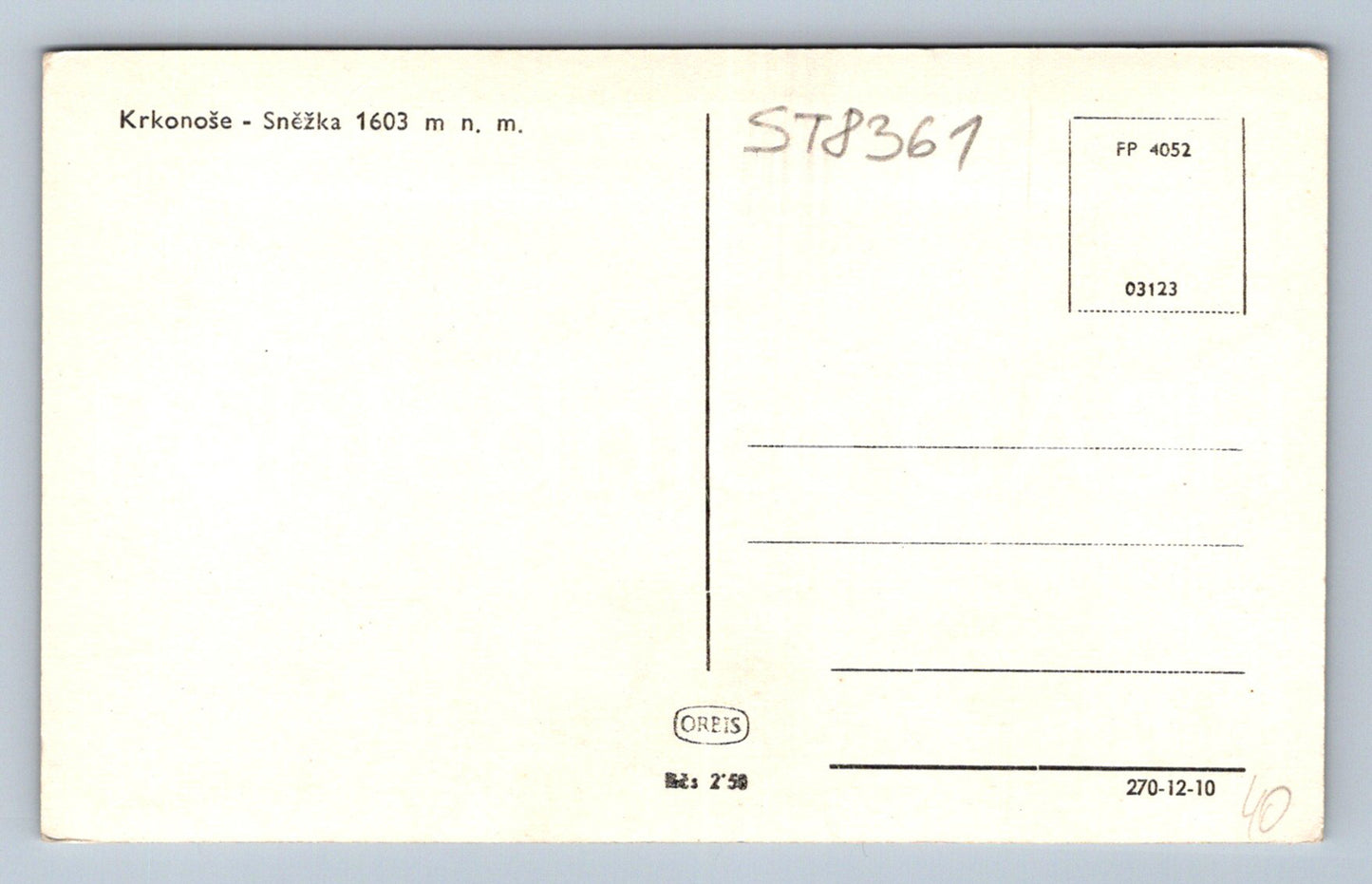 Pohlednice KRKONOŠE - SNĚŽKA (ST8361)