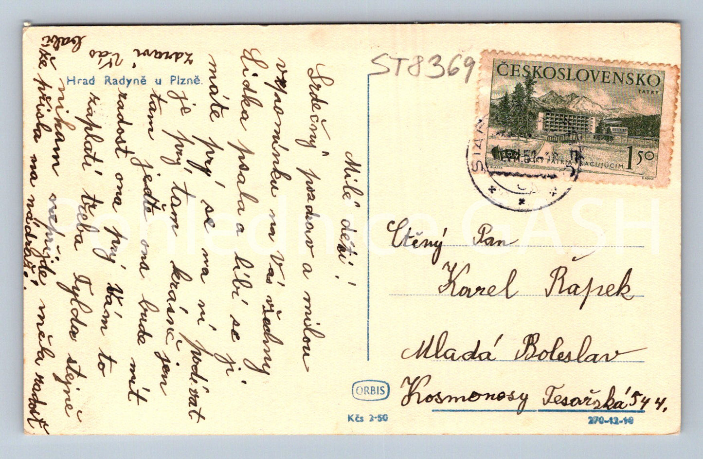 Postcard RADYNĚ CASTLE NEAR PLZNĚ (ST8369)