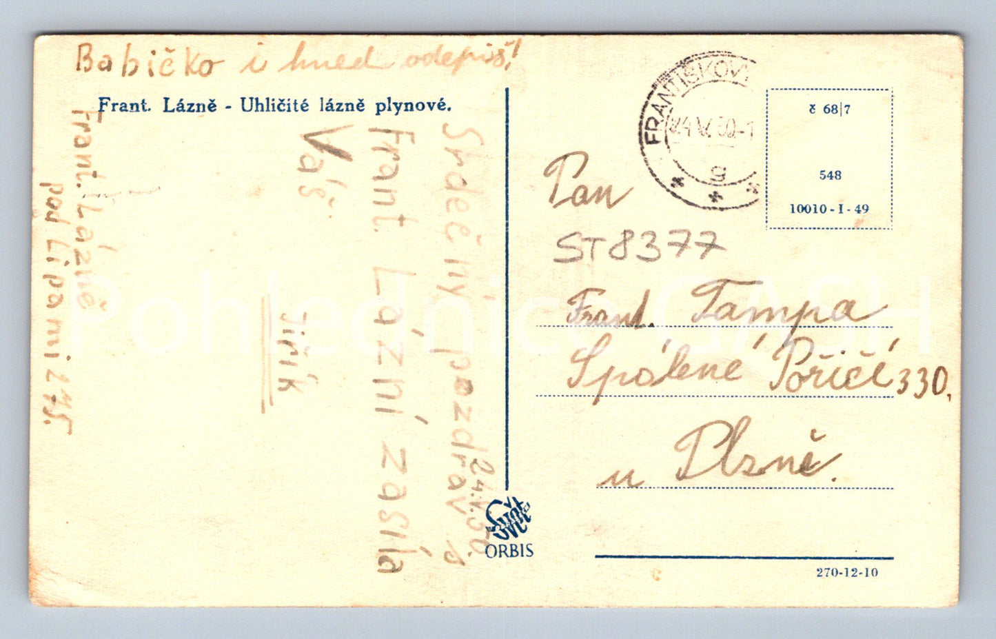Pohlednice FRANTIŠKOVY LÁZNĚ (ST8377)