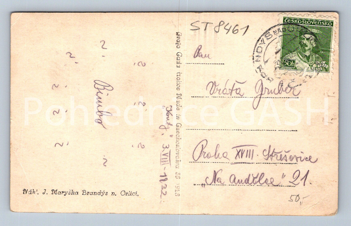 Postcard BRANDÝS NAD ORLICÍ (ST8461)