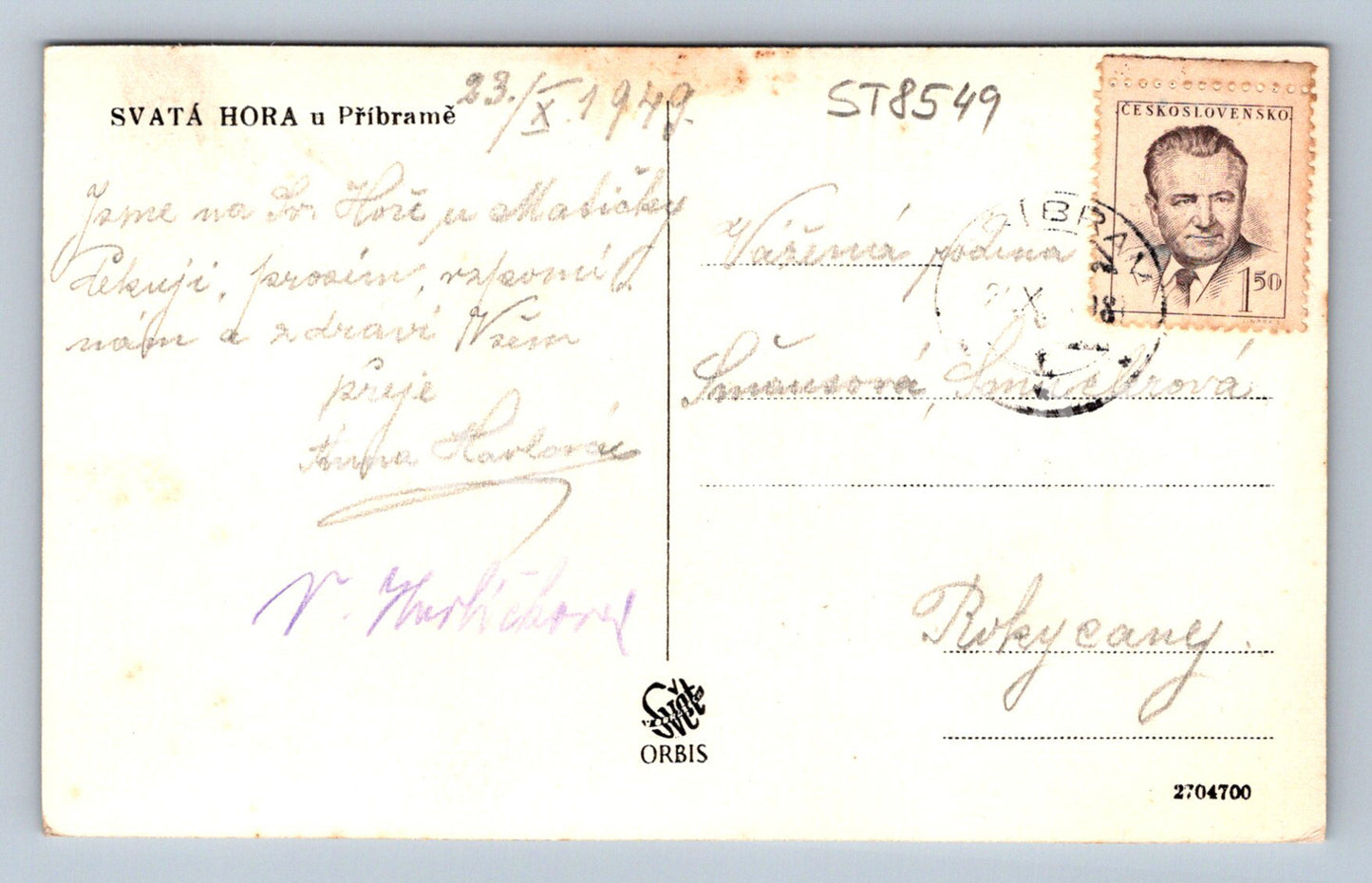 Pohlednice SVATÁ HORA U PŘÍBRAMĚ (ST8549)
