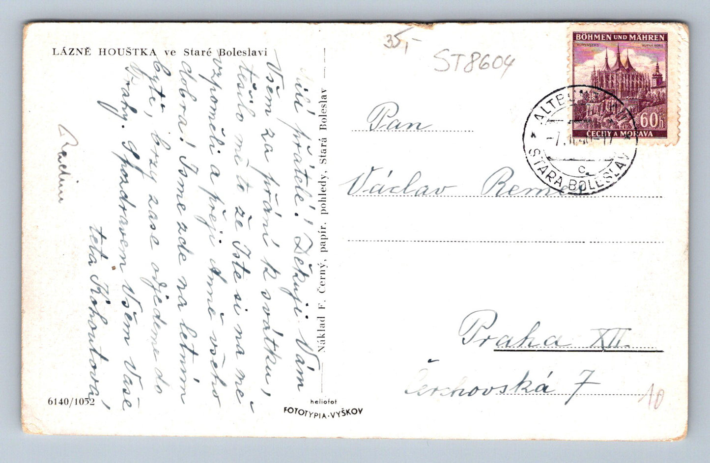 Pohlednice LÁZNĚ HOUŠTKA VE STARÉ BOLESLAVI (ST8604)