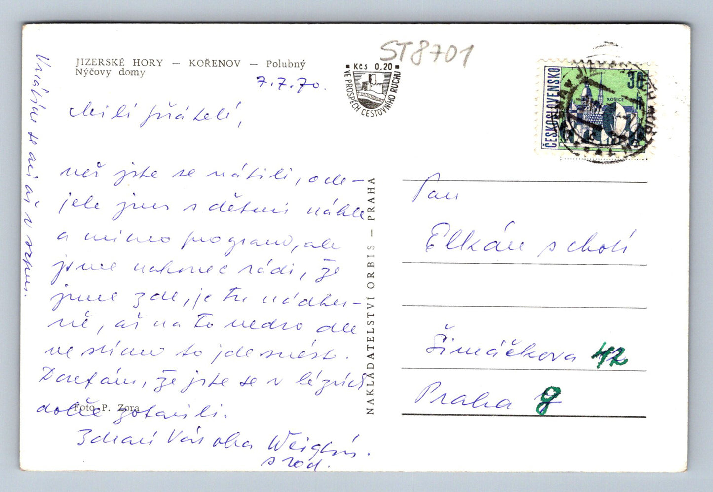 Pohlednice JIZERSKÉ HORY - KOŘENOV (ST8701)
