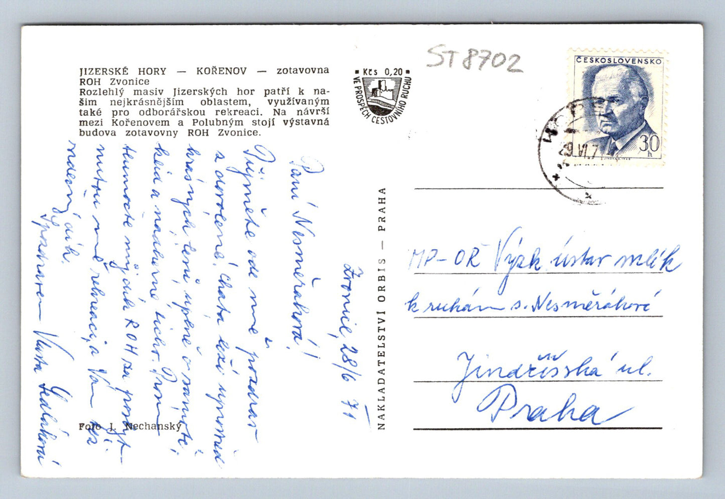Pohlednice JIZERSKÉ HORY - KOŘENOV (ST8702)