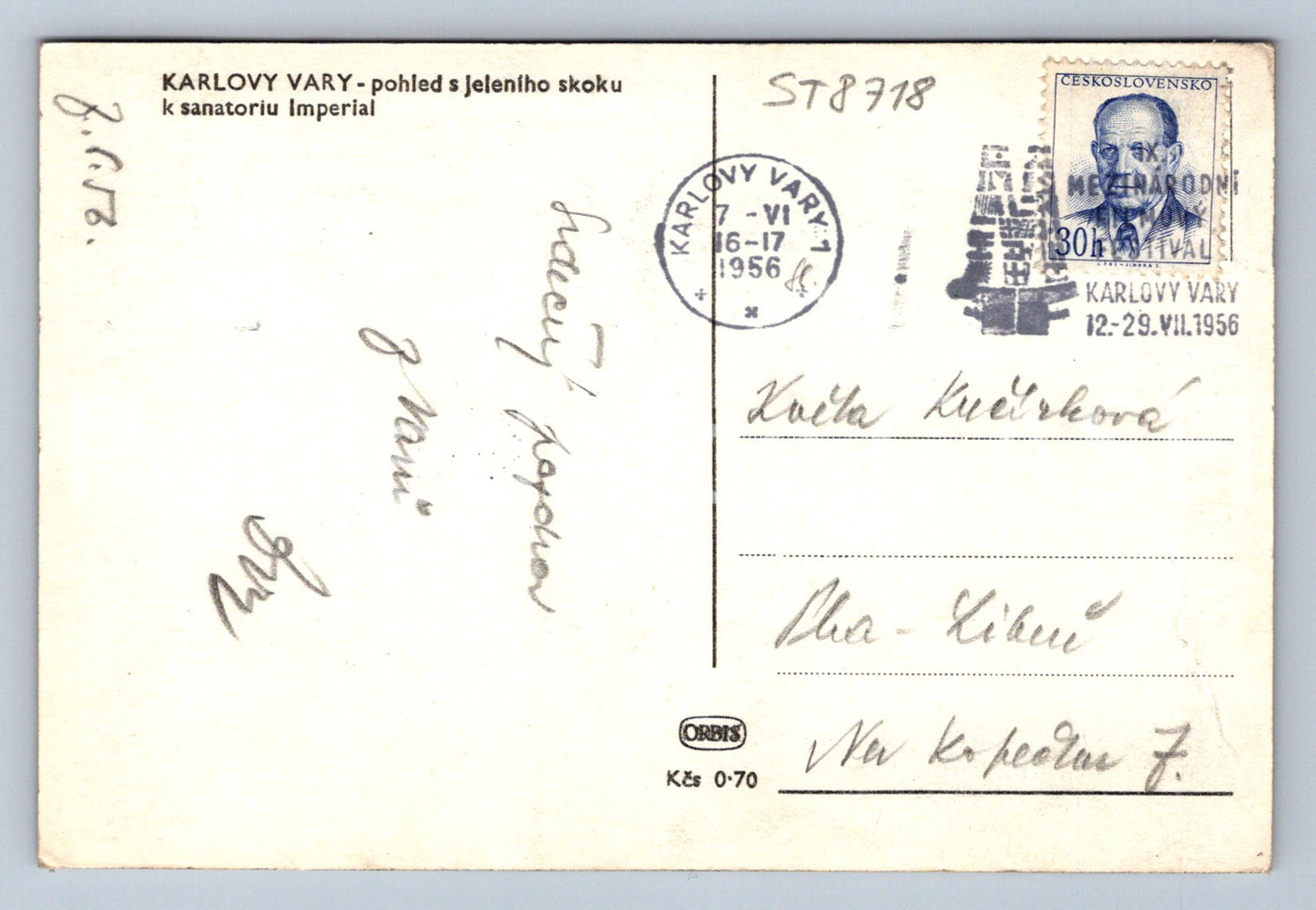 Pohlednice KARLOVY VARY (ST8718)