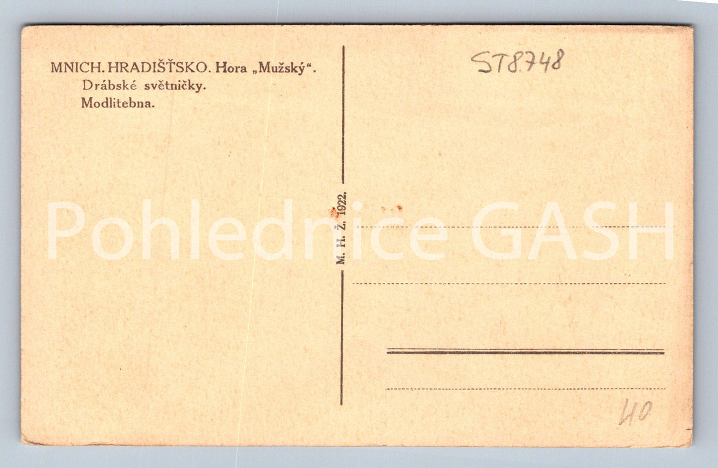 Pohlednice MNICHOVO HRADIŠŤSKO - HORA MUŽSKÝ (ST8748)