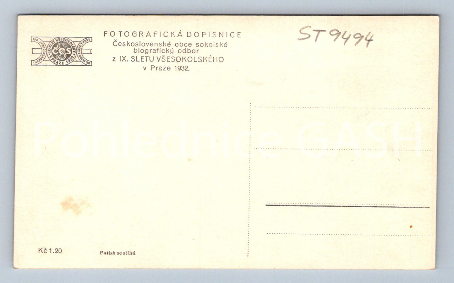 Pohlednice Z IX. SLETU VŠESOKOLSKÉHO V PRAZE 1932 (ST9494)