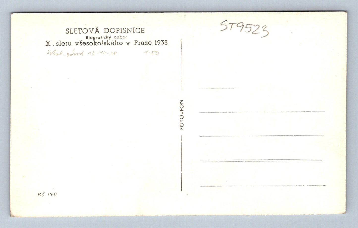 Pohlednice X. SLETU VŠESOKOLSKÉHO V PRAZE 1938 (ST9523)