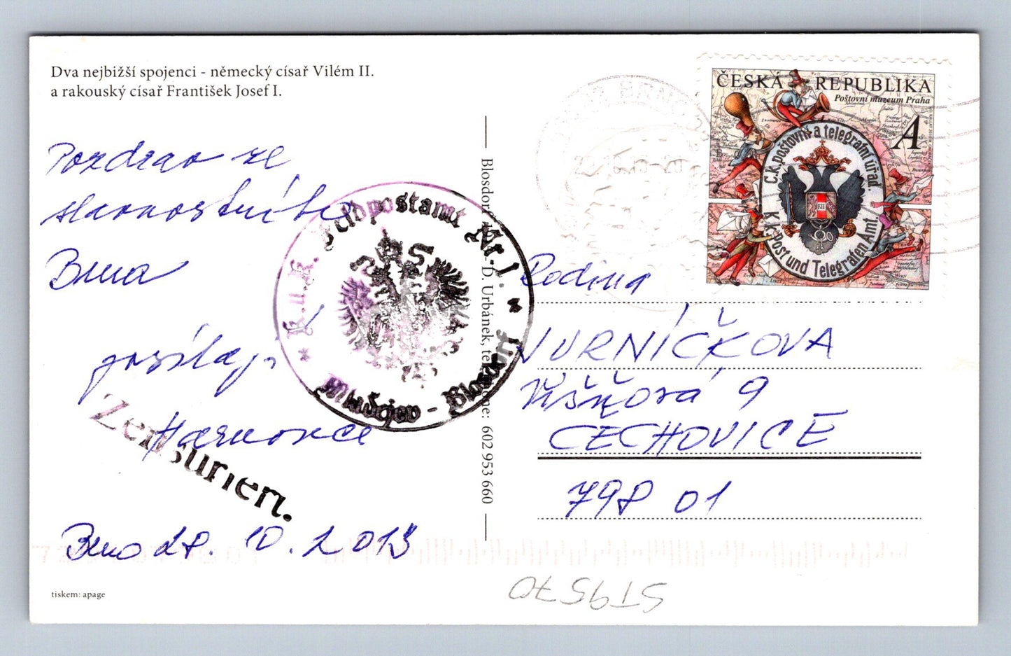 Postcard EMPEROR WILLIAM II. AND EMPEROR FRANCIS JOSEPH I. (ST9570)