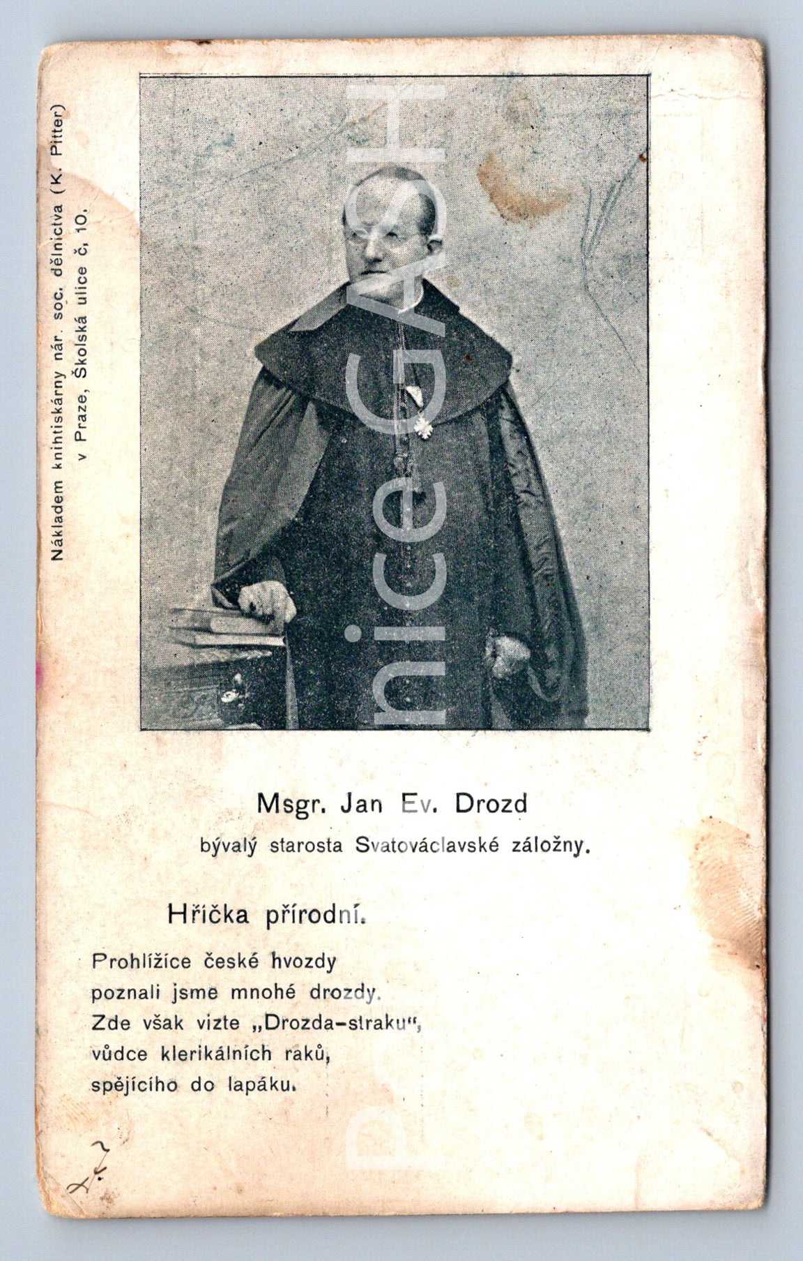 Pohlednice MSGR. JAN EV. DROZD (ST9701)