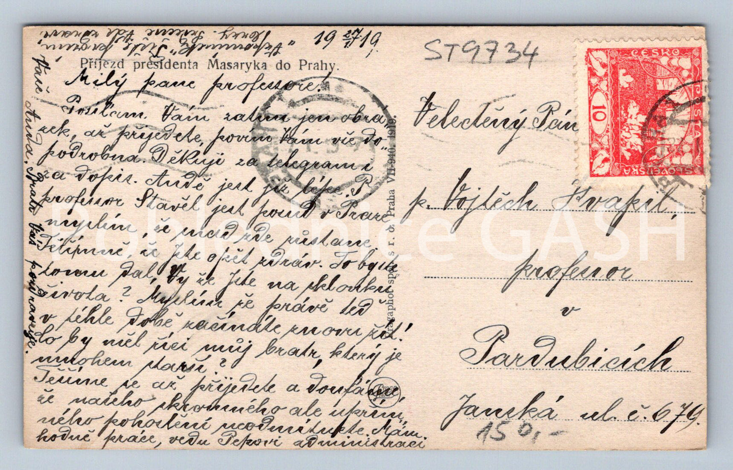 Pohlednice T.G. MASARYK (ST9734)