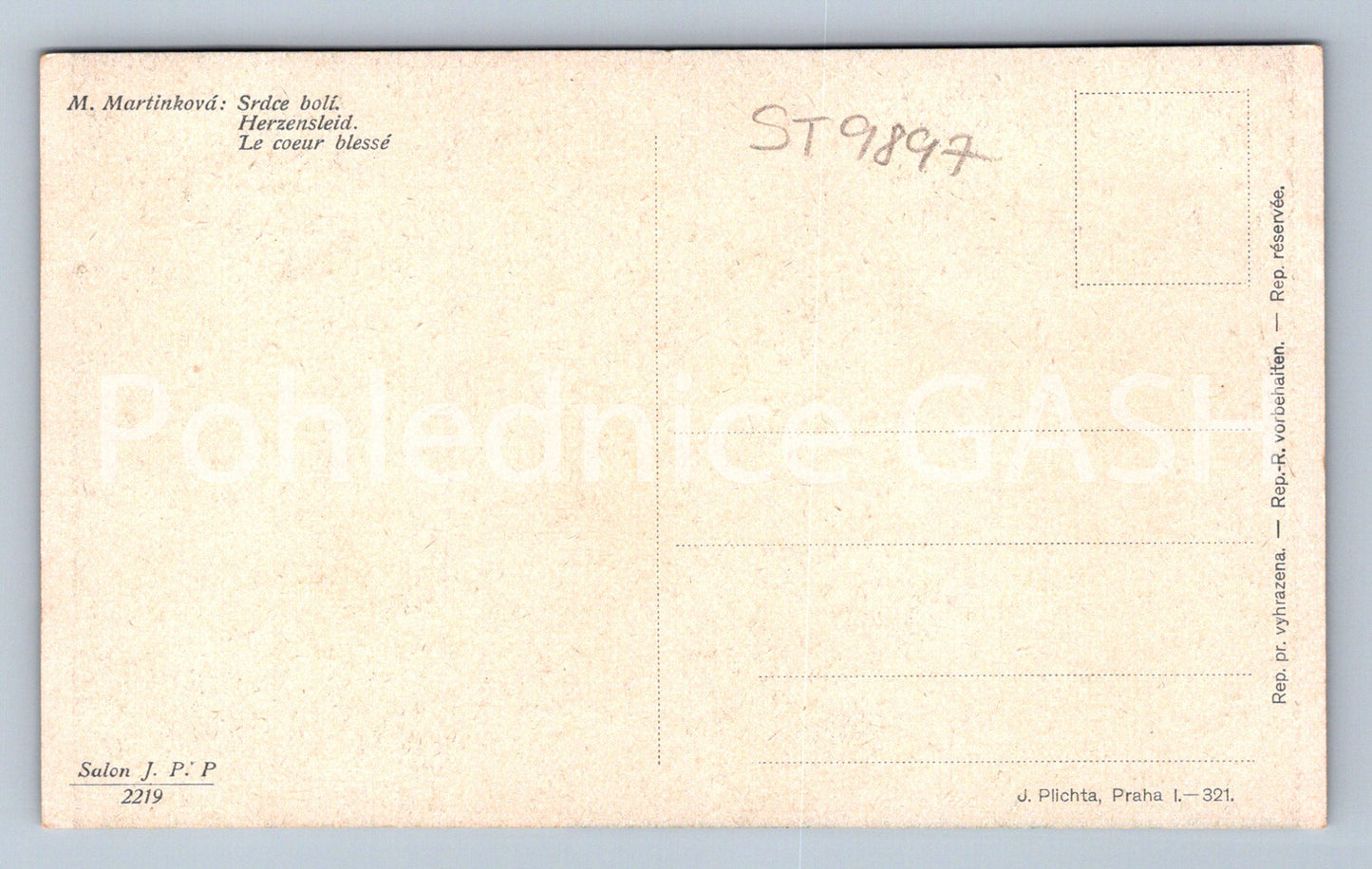 Pohlednice M. MARTINKOVÁ - SRDCE BOLÍ (ST9897)