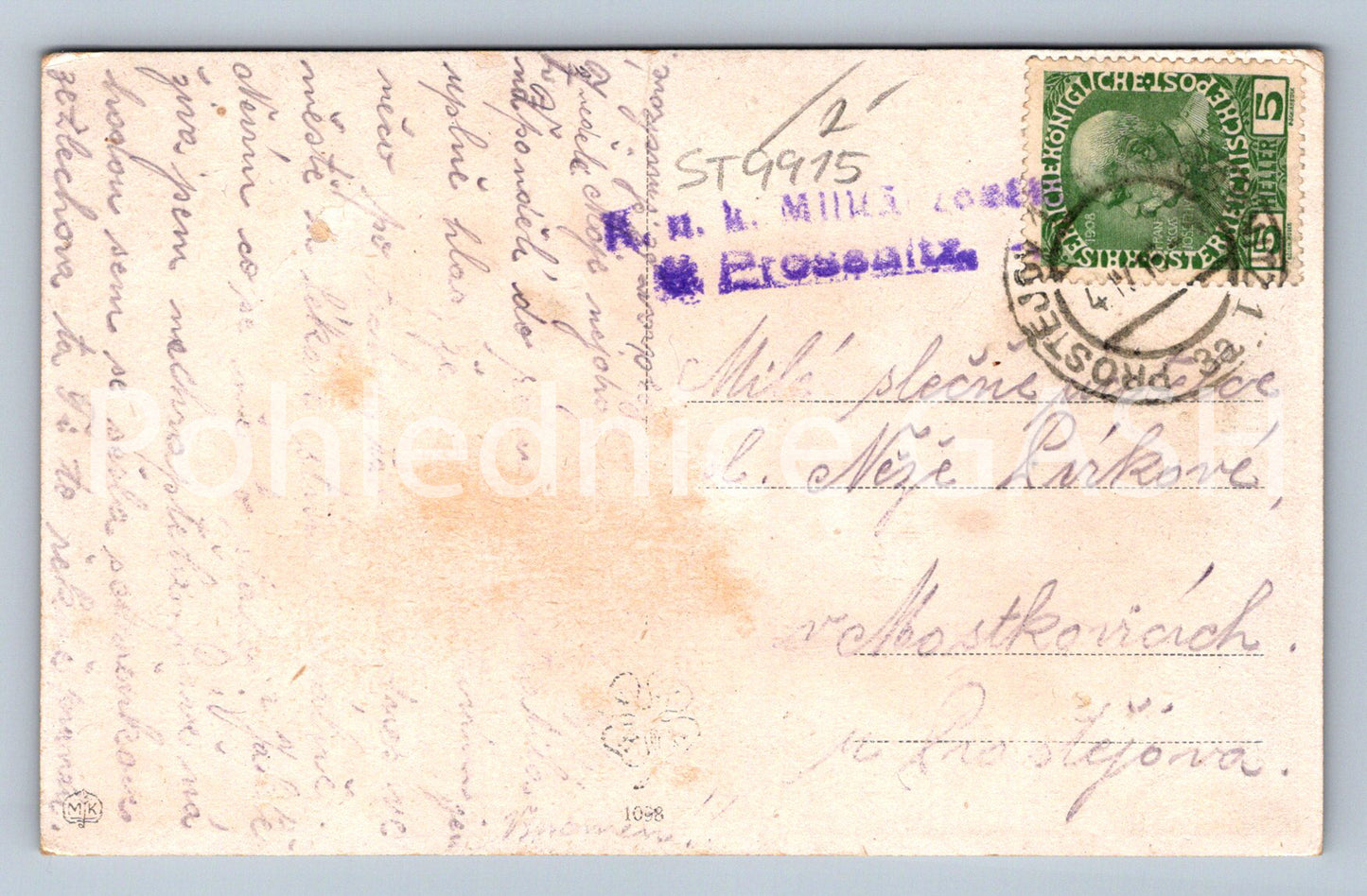 Pohlednice B. KLIMEŠ - KDYŽ NA TEBE SI VZPOMENU (ST9915)