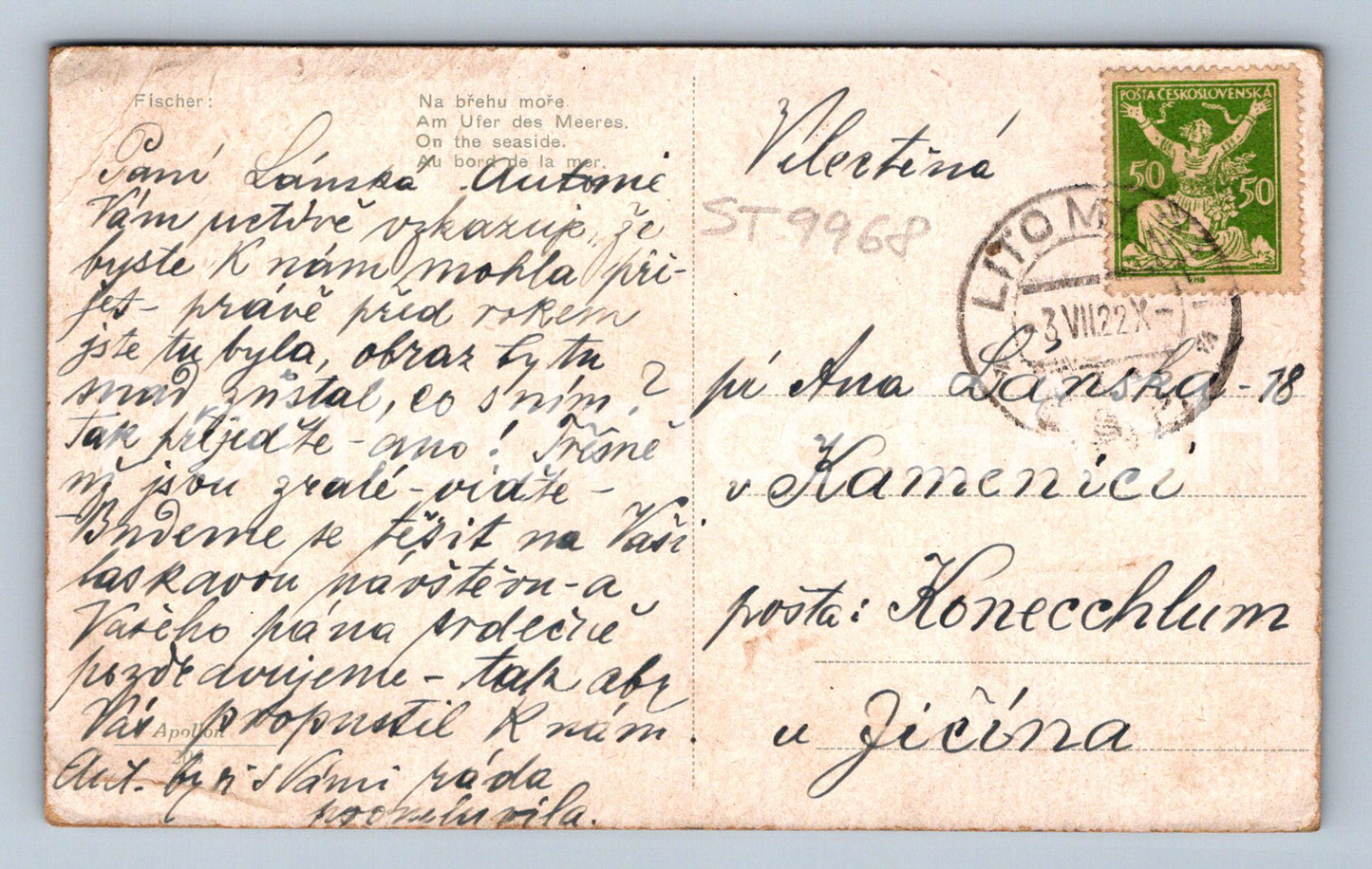 Pohlednice FISCHER - NA BŘEHU MOŘE (ST9968)