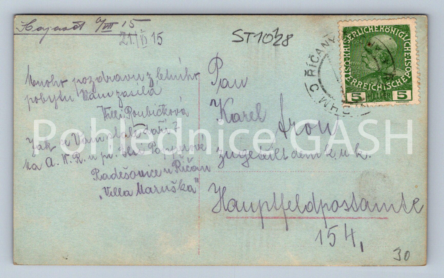Pohlednice ŽENA S KVĚTY (ST10128)