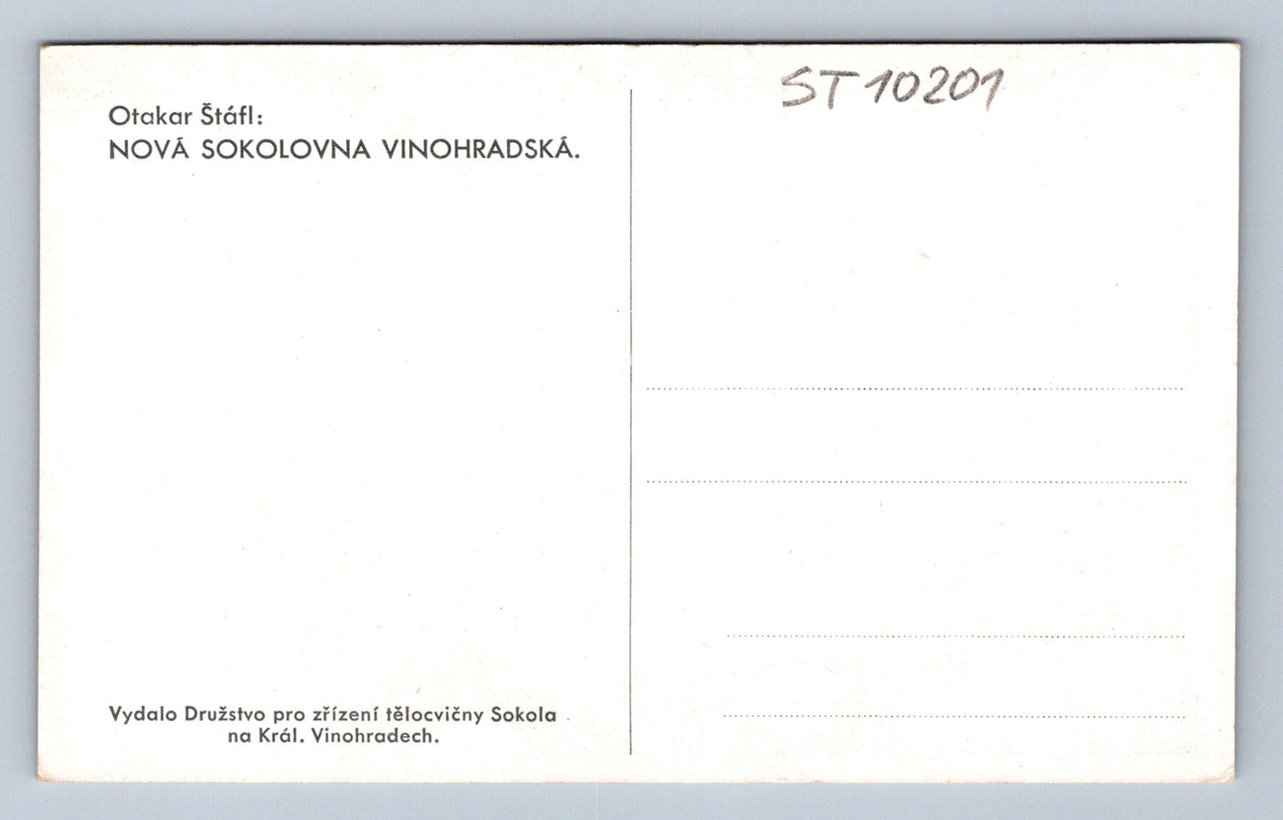 Pohlednice NOVÁ SOKOLOVNA VINOHRADSKÁ (ST10201)