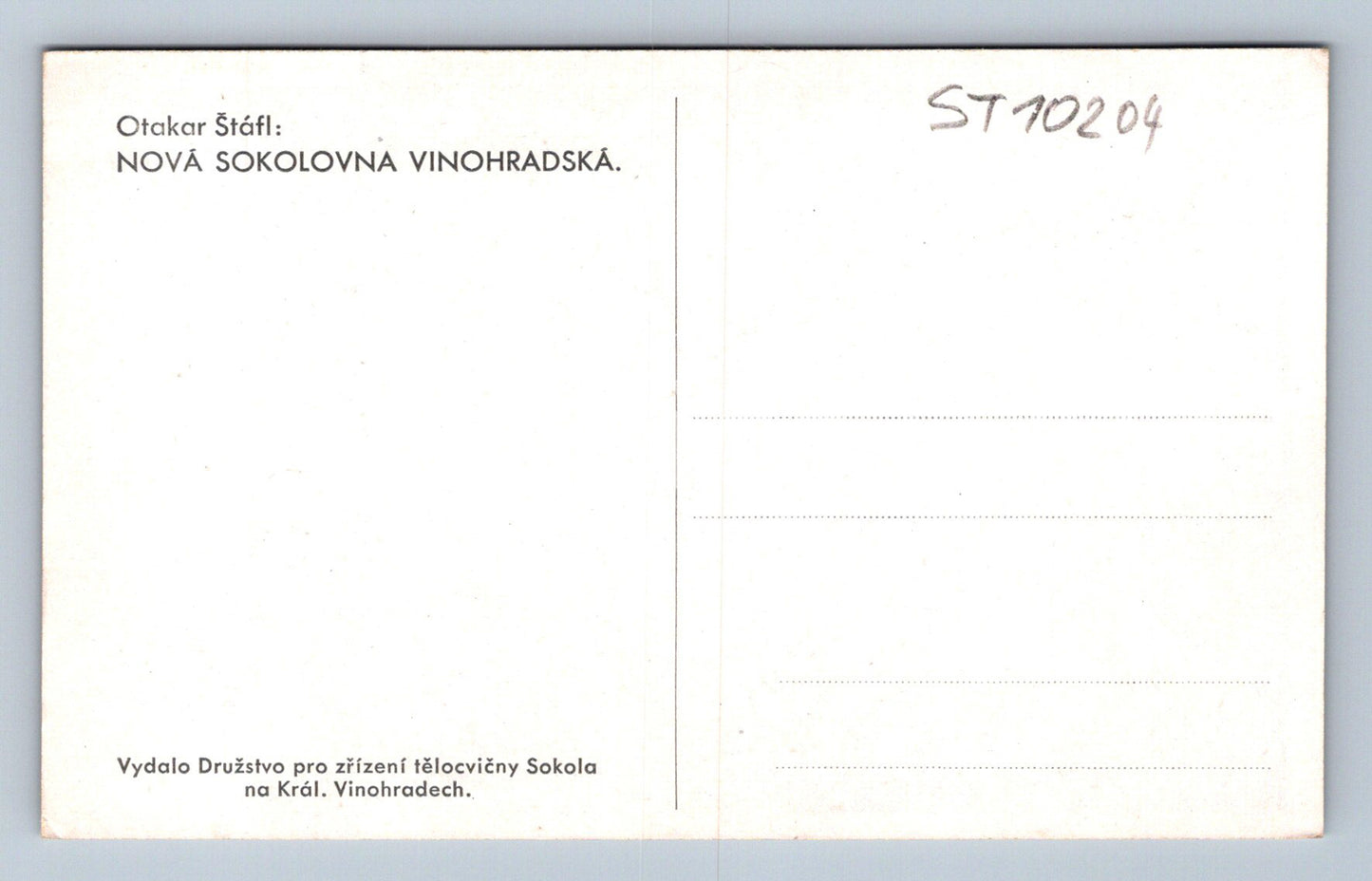 Pohlednice NOVÁ SOKOLOVNA VINOHRADSKÁ (ST10204)