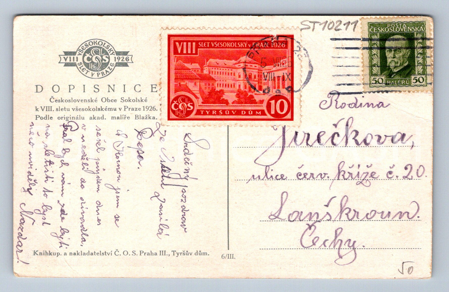 Pohlednice ČESKOSLOVENSKÉ OBCE SOKOLSKÉ (ST10211)