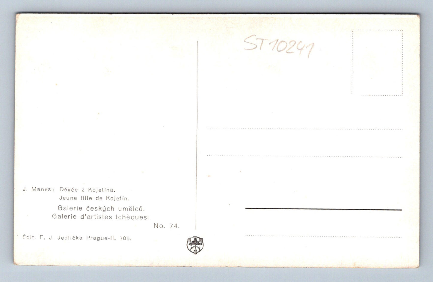 Pohlednice J. MÁNES - DĚVČE Z KOJETÍNA (ST10241)