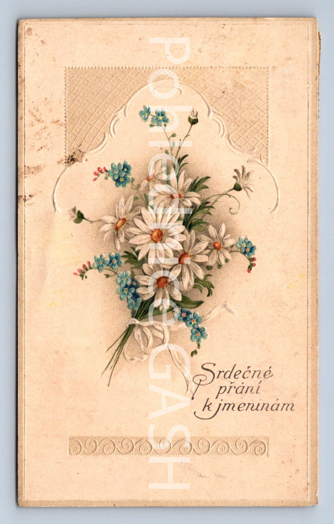 Pohlednice SRDEČNÉ PŘÁNÍ K JMENINÁM TLAČENÝ (ST10364)