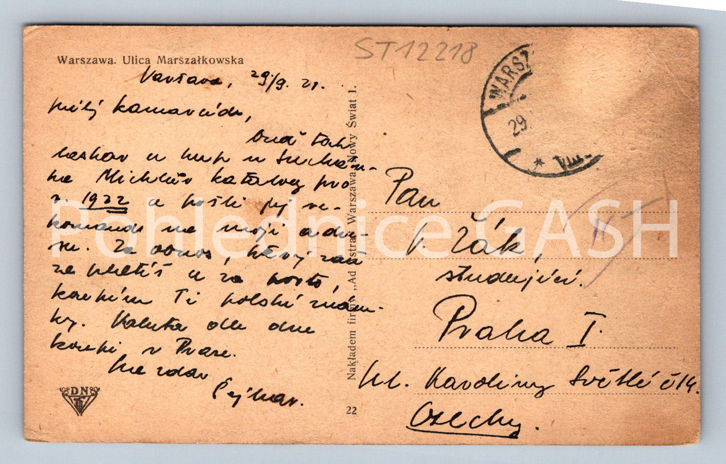 Postcard WARSAW (ST12218)