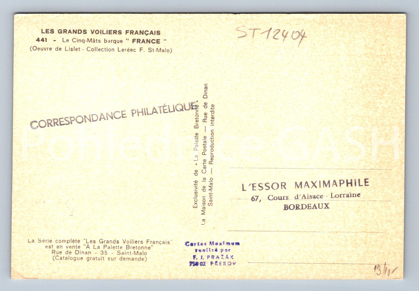 Pohlednice LES GRANDS VOILIERS FRANCAIS (ST12404)
