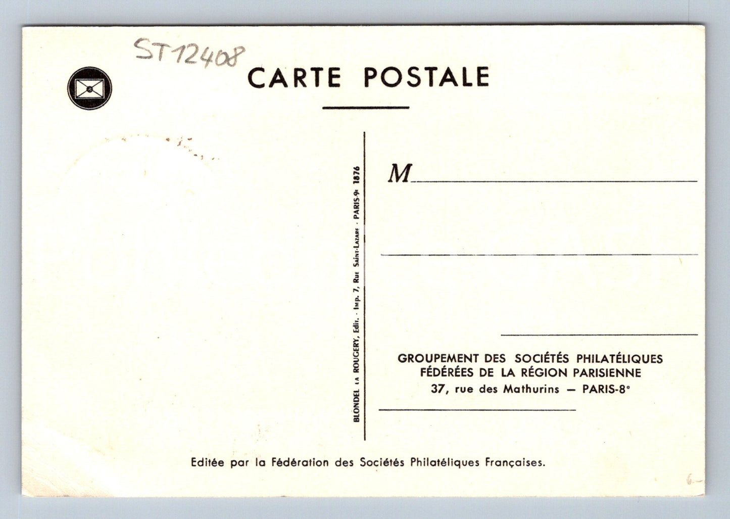 Pohlednice JOURNÁE DU TIMBRE (ST12408)