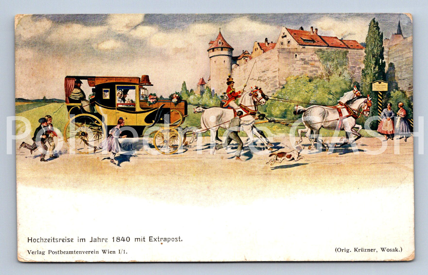 Pohlednice HOCHZEITSREISE IM JAHRE 1840 MIT EXTRAPOST (ST10848)