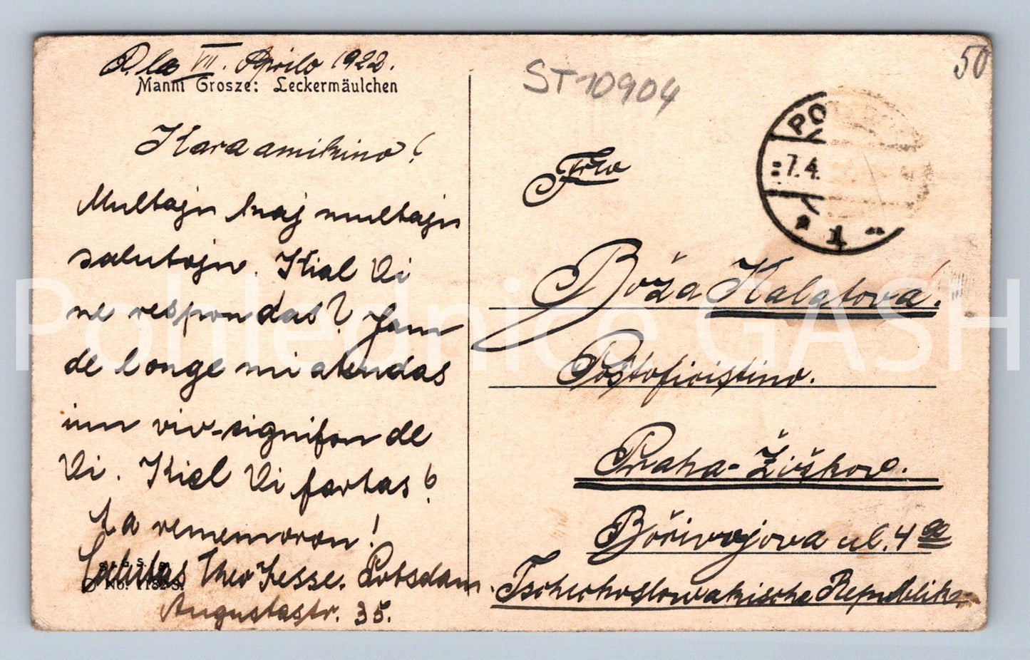Pohlednice MANNI GROSZE - LECKEMÄULCHEN (ST10904)