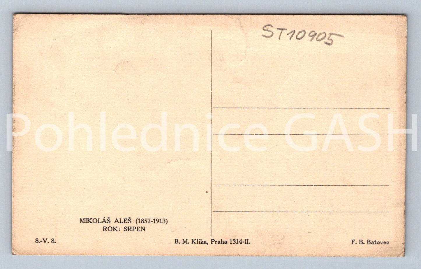 Pohlednice MIKOLÁŠ ALEŠ ROK SRPEN (ST10905)