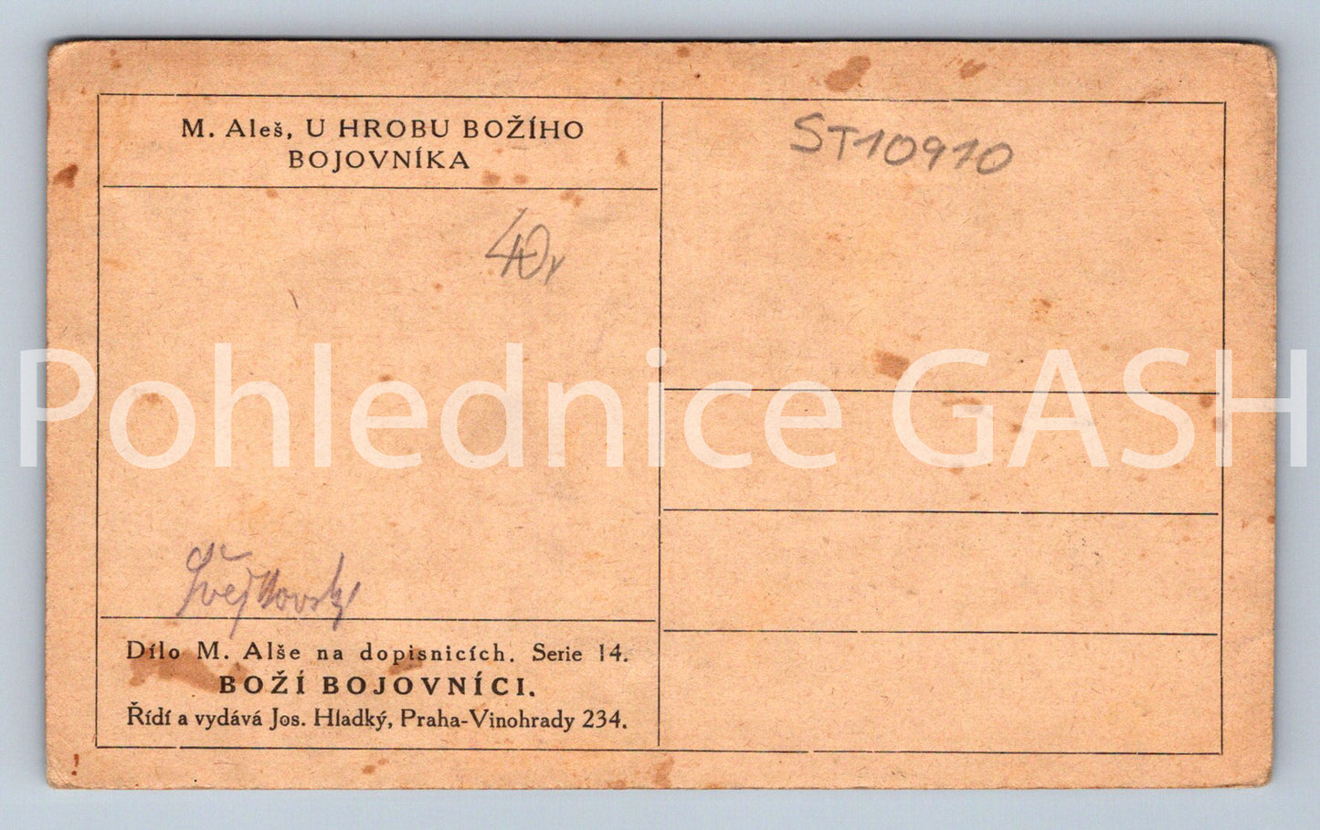 Pohlednice M. ALEŠ - U HROBU BOŽÍHO BOJOVNÍKA (ST10910)
