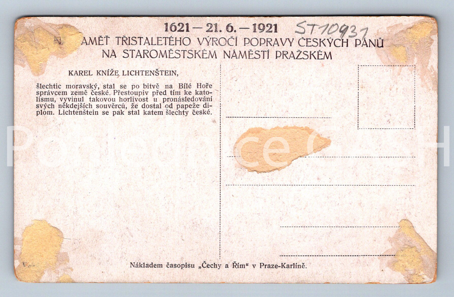 Pohlednice KAREL KNÍŽE LICHTENŠTEIN (ST10931)