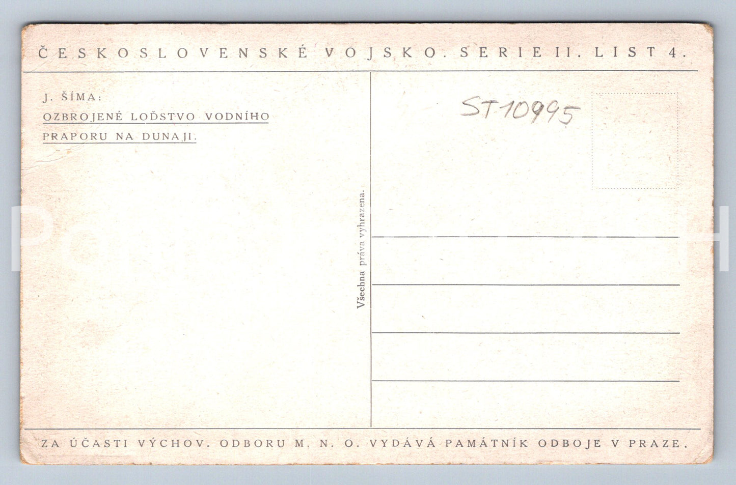 Postcard J. ŠÍMA ARMED NAVY OF THE DANUBE NAVAL BATTALION (ST10995)