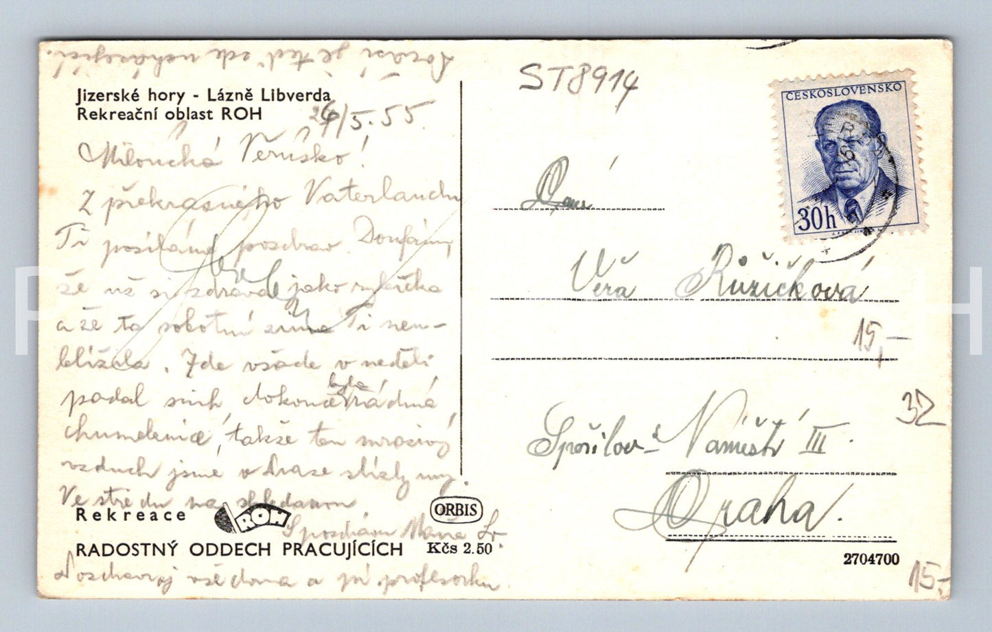 Pohlednice JIZERSKÉ HORY (ST8914)