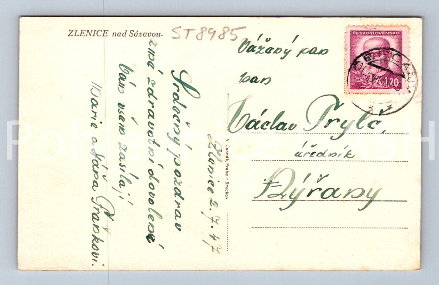 Pohlednice ZLENICE - SÁZAVOU (ST8985)