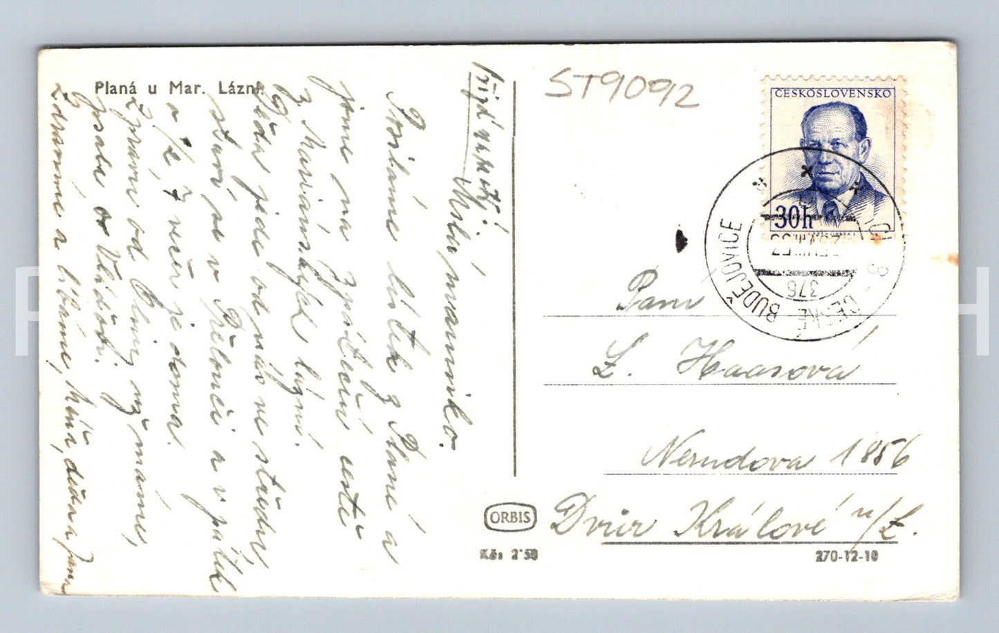 Pohlednice PLANÁ U MARIÁNSKÝCH LÁZNÍCH (ST9092)